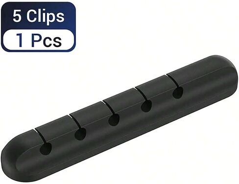 5Clips مقاطع كبل السيليكون - منظم الحبل والألفة لشحن USB ، الماوس ، لوحة المفاتيح - نظام إدارة الأسلاك المكتبية - قابلة لإعادة الاستخدام in Saudi Arabia