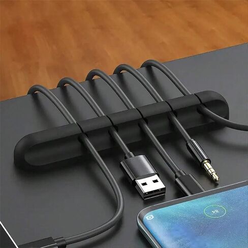 5Clips مقاطع كبل السيليكون - منظم الحبل والألفة لشحن USB ، الماوس ، لوحة المفاتيح - نظام إدارة الأسلاك المكتبية - قابلة لإعادة الاستخدام in Saudi Arabia