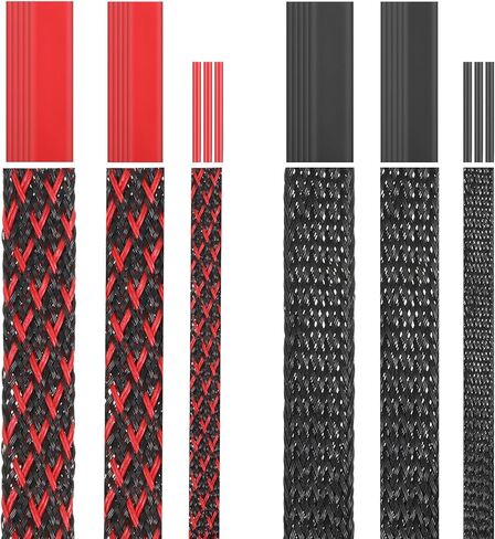 6 Roll 96ft Wire Loom Braided Cable Sleeve with 127 Pcs Tube Heat Shrinkable, Cord Covers for Pets, PET Expandable Cord Organizer for Audio Video Cable Cord USB Cable in Kuwait