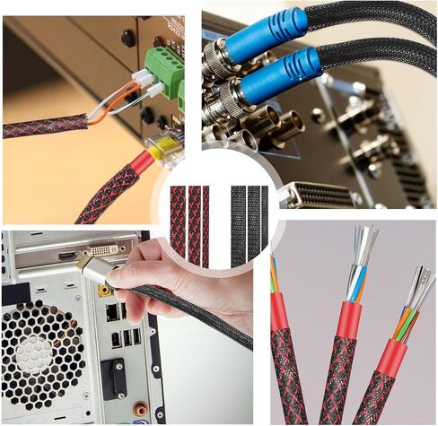 6 Roll 96ft Wire Loom Braided Cable Sleeve with 127 Pcs Tube Heat Shrinkable, Cord Covers for Pets, PET Expandable Cord Organizer for Audio Video Cable Cord USB Cable in Kuwait