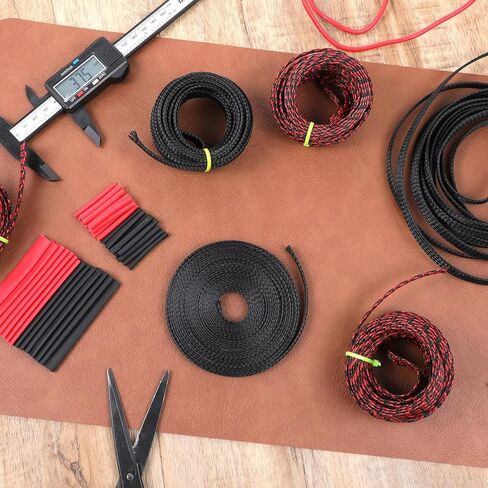 6 Roll 96ft Wire Loom Braided Cable Sleeve with 127 Pcs Tube Heat Shrinkable, Cord Covers for Pets, PET Expandable Cord Organizer for Audio Video Cable Cord USB Cable in Kuwait