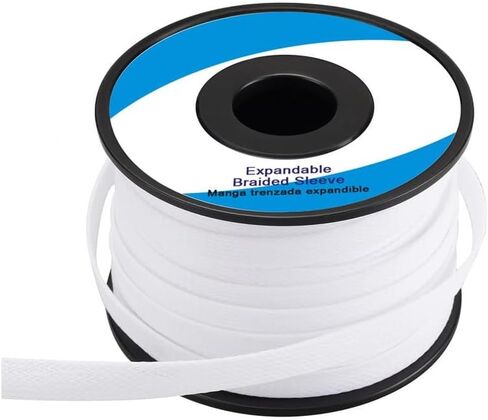 100ft-3/8 inch PET Expandable Braided Cable Sleeve Wire Loom, Wire Sleeving for Home Device Cable Automotive Wire and Engine Bay-White in Saudi Arabia