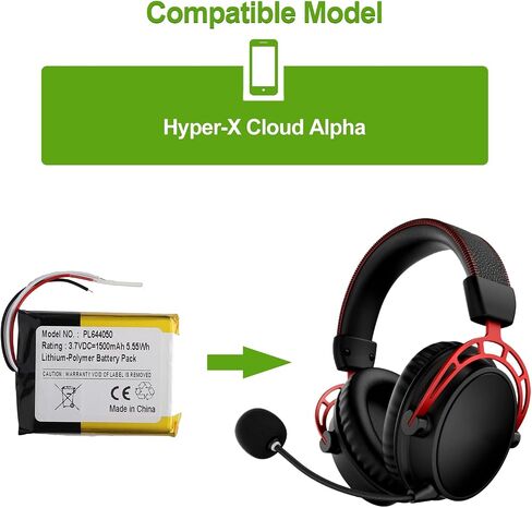 Battery BN57 PL644050 Compatible with Hy-per-X Cloud Alpha, Cloud Flight, Cloud Flight S, Cloud Flight Wireless, Cloud II in Saudi Arabia