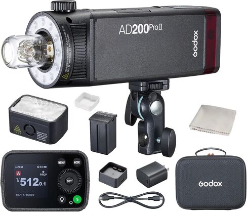 Godox AD200 Pro 200Ws TTL HSS Pocket Flash Strobe Monolight | 0.01-1.8s recycle, 2900mAh battery, 500 flashes, bare/fresnel heads, 2.4G X, TTL, lightweight for studio/outdoor in Saudi Arabia
