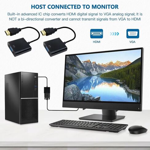ترقية HDMI إلى محول VGA ، ذكر HDMI المطلي بالذهب إلى VGA نقل إشارة موصل محول الإناث ، حزمة 2 ، حزمة 2 من 2 ، حزمة 2 ، حزمة 2 in Saudi Arabia
