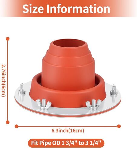 Stove Jack Kit for Tent,Flexible Silicone High Temp Stove Jack Fitting Pipe OD 1 3/4" to 3 1/4",Tent Stove Jack for Bell Tent/Yurt/Wood Burner (Red) in Saudi Arabia