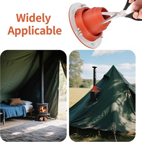 Stove Jack Kit for Tent,Flexible Silicone High Temp Stove Jack Fitting Pipe OD 1 3/4" to 3 1/4",Tent Stove Jack for Bell Tent/Yurt/Wood Burner (Red) in Saudi Arabia
