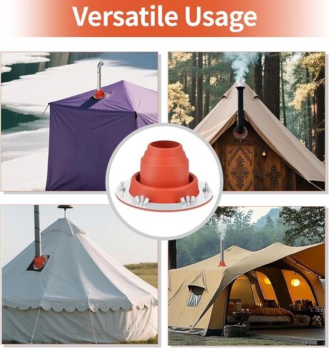 Stove Jack Kit for Tent,Flexible Silicone High Temp Stove Jack Fitting Pipe OD 1 3/4" to 3 1/4",Tent Stove Jack for Bell Tent/Yurt/Wood Burner (Red) in Saudi Arabia