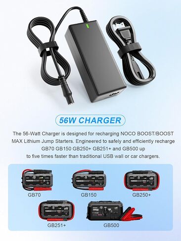 56W AC Power Adapter Charger for NOCO GB70 GB150 GB250+ GB251+ GB500 UltraSafe Lithium Jump Starter Portable Jump Starter Power Supply Cord in Kuwait