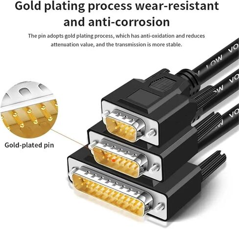 1Pcs DB9 DB15 DB25 Connector Cable 24AWG 9/15/25 Pin Soldering-Free Signal Line Male Female RS232 Serial Port Shielded Data Wire(DB15 Metal Female,1M) in Saudi Arabia