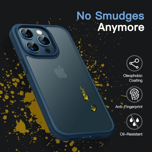 حافظة JETech غير لامعة لهاتف iPhone 12 Pro Max مقاس 6.7 بوصة، حماية من السقوط بدرجة عسكرية مقاومة للصدمات، غطاء هاتف خلفي شفاف بلوري، مضاد لبصمات الأصابع (أسود) in Saudi Arabia