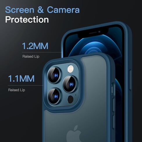 حافظة JETech غير لامعة لهاتف iPhone 12 Pro Max مقاس 6.7 بوصة، حماية من السقوط بدرجة عسكرية مقاومة للصدمات، غطاء هاتف خلفي شفاف بلوري، مضاد لبصمات الأصابع (أسود) in Saudi Arabia