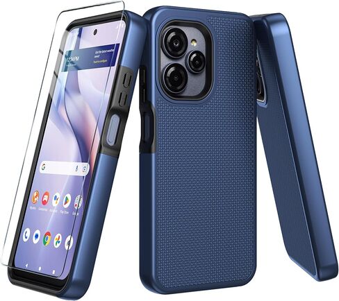بالنسبة إلى Blu View Speed ​​Ultra 5G Case مع واقي شاشة زجاجي مقسى ، حماية مزدوجة للطبقة الثقيلة للخدمة الثقيلة (الأزرق) in Kuwait