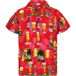 قميص غير تقليدي هاواي للرجال من في اتش او، قميص كاجوال بأزرار سفلية بصوت عال جدا قصير الأكمام لحفلات العطلات وحفلات البيرة في عطلة الربيع للجنسين, أزرق, XS in Kuwait