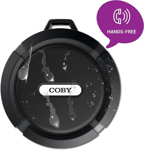 Coby Rugged Gear Bluetooth Speaker | Shower Speaker Waterproof IPX5 w/Suction Cup, Hands-Free Calls, Built-in Mic, 3W, Portable Speaker 7-HR Play, USB to Micro USB Charging Cable (Red) in Saudi Arabia