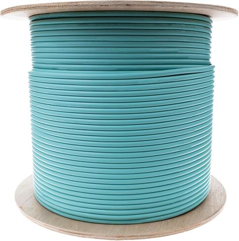 CableWholesale 12-Strand Fiber Indoor Distribution Fiber Optic Cable, Multimode, 50/125 Micron, OM3, 10 Gbit, Aqua, Riser Rated, Spool, 1000 feet in Saudi Arabia