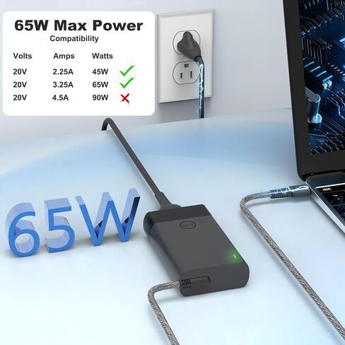 65W USB C New Slim Laptop Charger Corder متوافق مع HP EliteBook X360 ، Envy X360 ، Specter X360 ، Chromebook ، Probook ، Zbook ، Elite X2 Type C AC AC ACCHARGE FAST in Kuwait