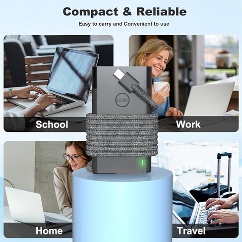 65W USB C New Slim Laptop Charger Corder متوافق مع HP EliteBook X360 ، Envy X360 ، Specter X360 ، Chromebook ، Probook ، Zbook ، Elite X2 Type C AC AC ACCHARGE FAST in Kuwait