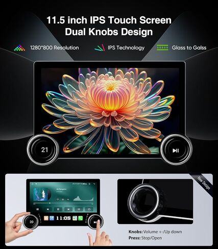 for Jeep Wrangler JK Head Unit Dodge Ram1500 Radio | 11.5" Dual Knob | Wireless CarPlay Android Auto | QLED Touch Screen Car Stereo| AM/FM |Steering Wheel Control in Saudi Arabia