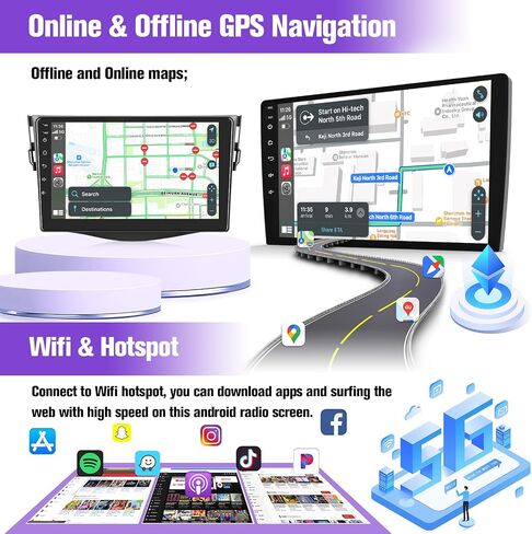Android Car Radio Upgrade for Toyota RAV4 2006 2007 2008 2009 2010 2011 2012 with Wireless Carplay Android Auto, fit for J.B.L Version, 9 inch Screen/5G WiFi/GPS/SWC/Backup Camera/Bluetooth in Saudi Arabia