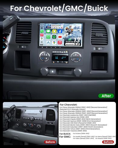 4+64GB Android 13 Car Radio for Chevy Silverado Tahoe Suburban GMC Sierra Yukon 2007-2013: 8 " in Kuwait