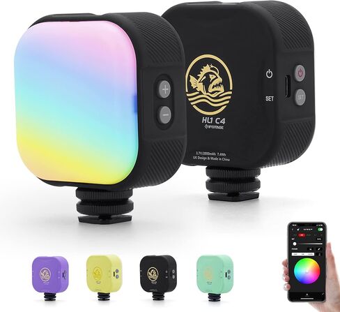IFOOTAGE HL1 C4 LED Video Light, Handy RGBW On Camera Light, Bluetooth APP Control Magnetic Attraction Video Camera Light, CRI 95+/2700-10000K/2000mAh Rechargeable/Type C Charging, C4 Obsidian Black in Saudi Arabia