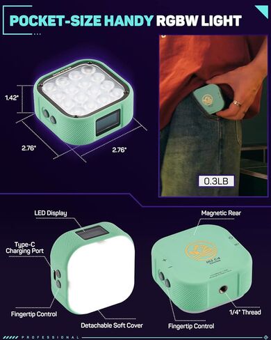 IFOOTAGE HL1 C4 LED Video Light, Handy RGBW On Camera Light, Bluetooth APP Control Magnetic Attraction Video Camera Light, CRI 95+/2700-10000K/2000mAh Rechargeable/Type C Charging, C4 Obsidian Black in Saudi Arabia