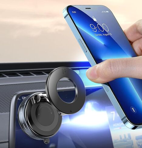 Magnetic Phone Holder for Your Car, 360° Adjustable Foldable Magsafe Vacuum Suction Cup Phone Mount, Car Accessories for Men and Women Compatible with All Smartphone in Saudi Arabia