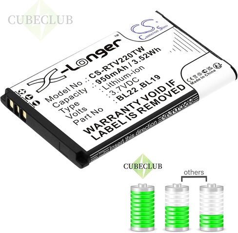 Cameron Sino (5pcs) بطارية بديلة لـ re'tevis BL19 BL22 DT22 RT15 RT19 RT22 RT22S RT619 RT622 950MAH/3.7V in Kuwait