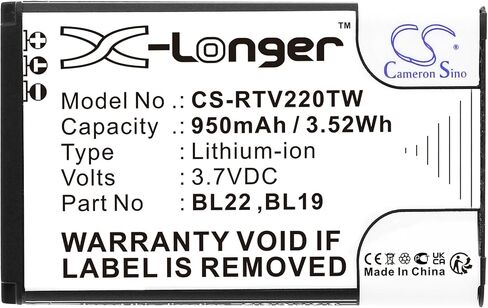 Cameron Sino (5pcs) بطارية بديلة لـ re'tevis BL19 BL22 DT22 RT15 RT19 RT22 RT22S RT619 RT622 950MAH/3.7V in Kuwait