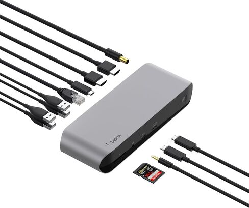 Belkin Connect Thunderbolt 4 Docking Station, 5-in-1 USB-C Multiport Core Hub w/ 96W Power Delivery for Mac, Windows, Single 8K or Dual 4K Display, Thunderbolt 4 Cable & Power Supply Included in Kuwait