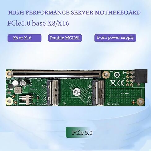 PCIE 5.0 x16 إلى بطاقة تقسيم محول MCIO 8I المزدوجة / مع قاعدة كاملة السرعة / كابل MCIO 50 سم-تمدد GPU الخارجي ، نقل البيانات عالي السرعة (بطاقة MCIO Dual Port X16) in Saudi Arabia