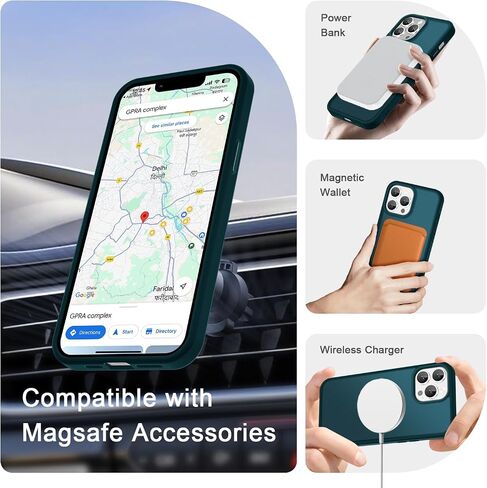YENAPOON for iPhone 16 Case, Matte Magnetic Phone Cover, Black | Fit for MagSafe, Screen Protector included, Shockproof Military Grade Protection, Translucent Frosted Back in Saudi Arabia