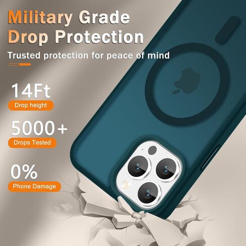 YENAPOON for iPhone 16 Case, Matte Magnetic Phone Cover, Black | Fit for MagSafe, Screen Protector included, Shockproof Military Grade Protection, Translucent Frosted Back in Saudi Arabia
