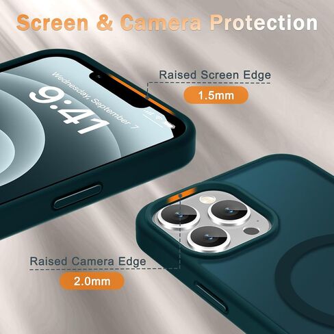 YENAPOON for iPhone 16 Case, Matte Magnetic Phone Cover, Black | Fit for MagSafe, Screen Protector included, Shockproof Military Grade Protection, Translucent Frosted Back in Saudi Arabia