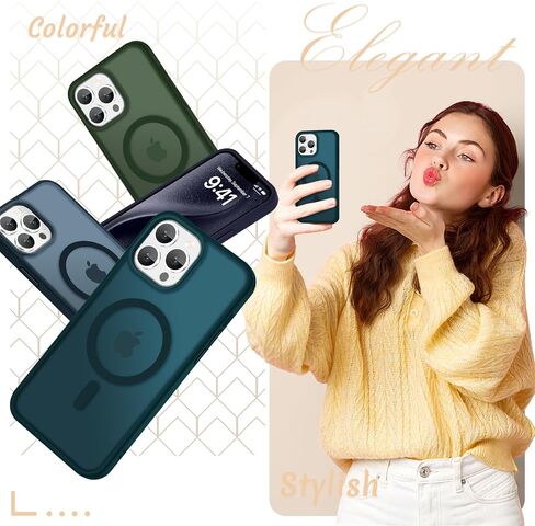 YENAPOON for iPhone 16 Case, Matte Magnetic Phone Cover, Black | Fit for MagSafe, Screen Protector included, Shockproof Military Grade Protection, Translucent Frosted Back in Saudi Arabia