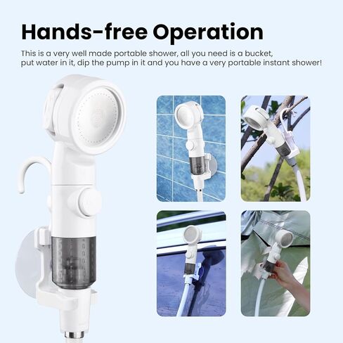 Portable Camping Shower, Outdoor Shower Kit with Pump, Hose, Spray Gun & Folding Bucket, Rechargeable Battery Powered Portable Shower for Camping, Hiking, Beach,RV,Pet Cleaning & Road Trips in Saudi Arabia