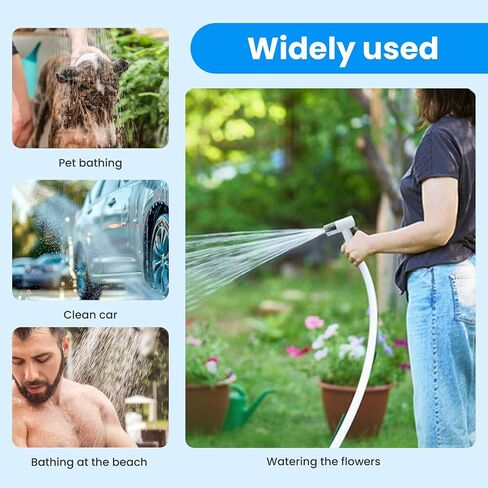 Portable Camping Shower, Outdoor Shower Kit with Pump, Hose, Spray Gun & Folding Bucket, Rechargeable Battery Powered Portable Shower for Camping, Hiking, Beach,RV,Pet Cleaning & Road Trips in Saudi Arabia