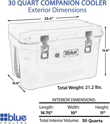 Blue Coolers Companion Cooler – 30 Quart, Roto-Molded Ice Cooler | Large Ice Chest Holds Ice up to 10 Days | in Saudi Arabia