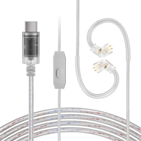 CCZ C03 IEM Cable, Replacement USB C Type-C Earphone Cable, Upgraded in Ear Monitor Wire with Microphone, 1.2m 4N Silver-Plated OFC Dual Parallel Headphone Wire (Silver, 2PIN Type-C) in Saudi Arabia