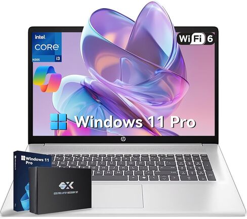 HP 2025 17.3" FHD Laptop, Intel Core i3-N305 (32GB RAM | 1TB SSD), Windows 11 Pro, Wi-Fi 6, Bluetooth, Webcam, Up to 9.5 Hours Battery Life–Business Laptop for Work & Students, w/Accessories in Saudi Arabia