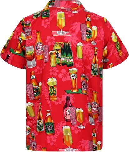 قميص غير تقليدي هاواي للرجال من في اتش او، قميص كاجوال بأزرار سفلية بصوت عال جدا قصير الأكمام لحفلات العطلات وحفلات البيرة في عطلة الربيع للجنسين, أزرق, XS in Kuwait