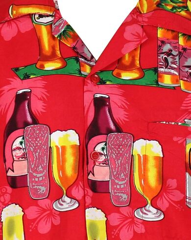 قميص غير تقليدي هاواي للرجال من في اتش او، قميص كاجوال بأزرار سفلية بصوت عال جدا قصير الأكمام لحفلات العطلات وحفلات البيرة في عطلة الربيع للجنسين, أزرق, XS in Kuwait