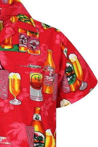 قميص غير تقليدي هاواي للرجال من في اتش او، قميص كاجوال بأزرار سفلية بصوت عال جدا قصير الأكمام لحفلات العطلات وحفلات البيرة في عطلة الربيع للجنسين, أزرق, XS in Kuwait