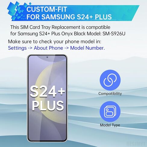 for Samsung Galaxy S24 Plus Sim Card Tray Replacement (Single SIM Version) Onyx Black Card Tray Slot Holder Bracket Adapter with Needle Ejector for S24+ Plus SM-S926U SM-S926U1 in Saudi Arabia