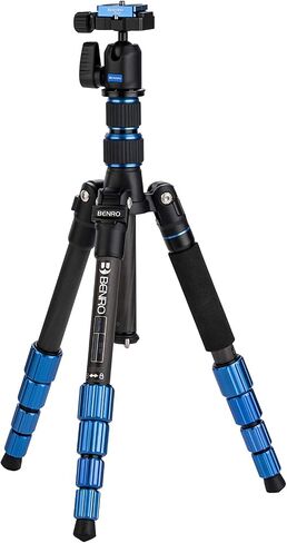 Benro Slim Travel Aluminum Tripod Kit – Lightweight 5-Section Tripod with N00 Ball Head, Arca-Swiss Plate, Reverse Folding Legs & Carrying Case for DSLR, Mirrorless & Smartphone Cameras (FSL09AN00) in Kuwait
