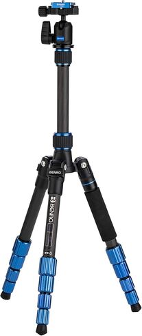 Benro Slim Travel Aluminum Tripod Kit – Lightweight 5-Section Tripod with N00 Ball Head, Arca-Swiss Plate, Reverse Folding Legs & Carrying Case for DSLR, Mirrorless & Smartphone Cameras (FSL09AN00) in Kuwait