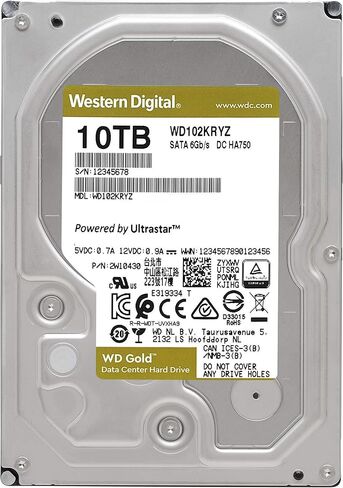 Western Digital Gold 10TB Class Interprise Class Internal Class - 7200 دورة في الدقيقة ، SATA 6 GB/S ، 256 MB CACHE ، 3.5 " - WD102Kryz (متجدد) in Saudi Arabia