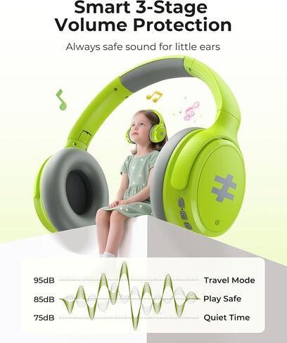 Seenda Kids Wireless Wireless Noves Develing سماعات الرأس ، وقت تشغيل 60 ساعة ، وحجم آمن (74/85/94db) ، و Bluetooth 5.4 ، وسماعات قابلة للطي Type-C مع الميكروفون للمدرسة ، و iPad ، والطائرة ، والسفر ، والسفر in Saudi Arabia