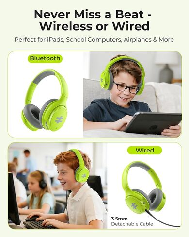 Seenda Kids Wireless Wireless Noves Develing سماعات الرأس ، وقت تشغيل 60 ساعة ، وحجم آمن (74/85/94db) ، و Bluetooth 5.4 ، وسماعات قابلة للطي Type-C مع الميكروفون للمدرسة ، و iPad ، والطائرة ، والسفر ، والسفر in Saudi Arabia